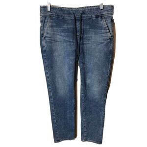 Big Star Pull On Jeans Womens Small Washed Blue Drawstring Stretch Denim